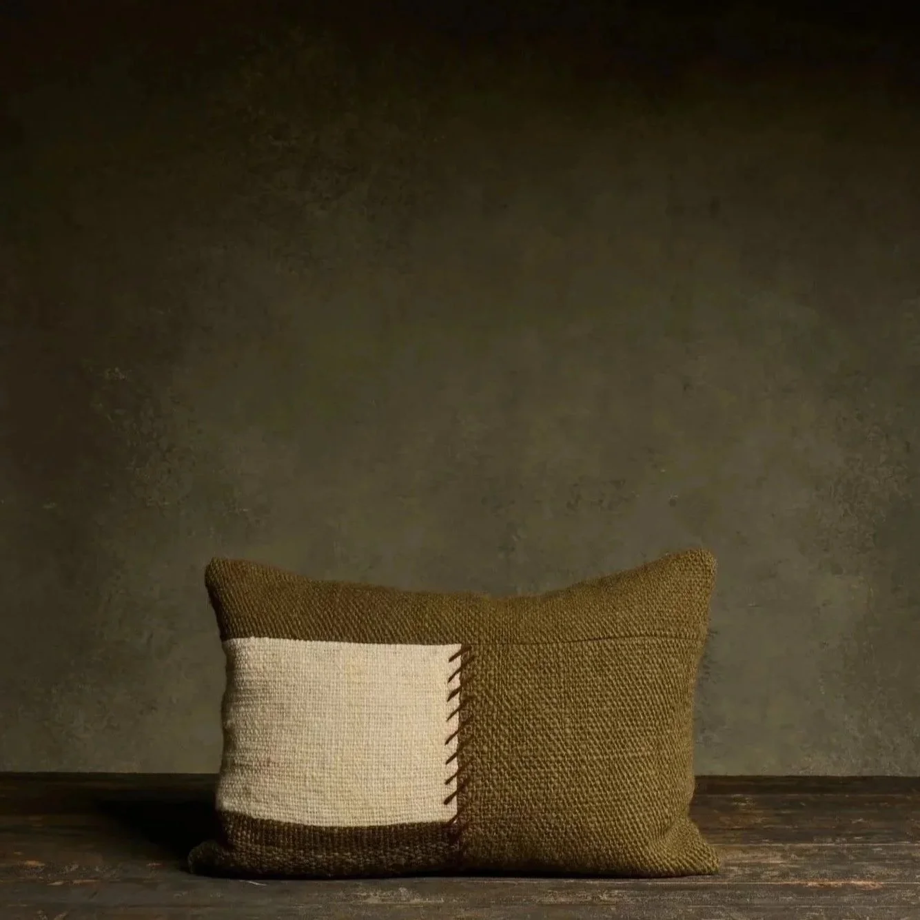 Handmade Patchwork Throw Pillow - Green/White