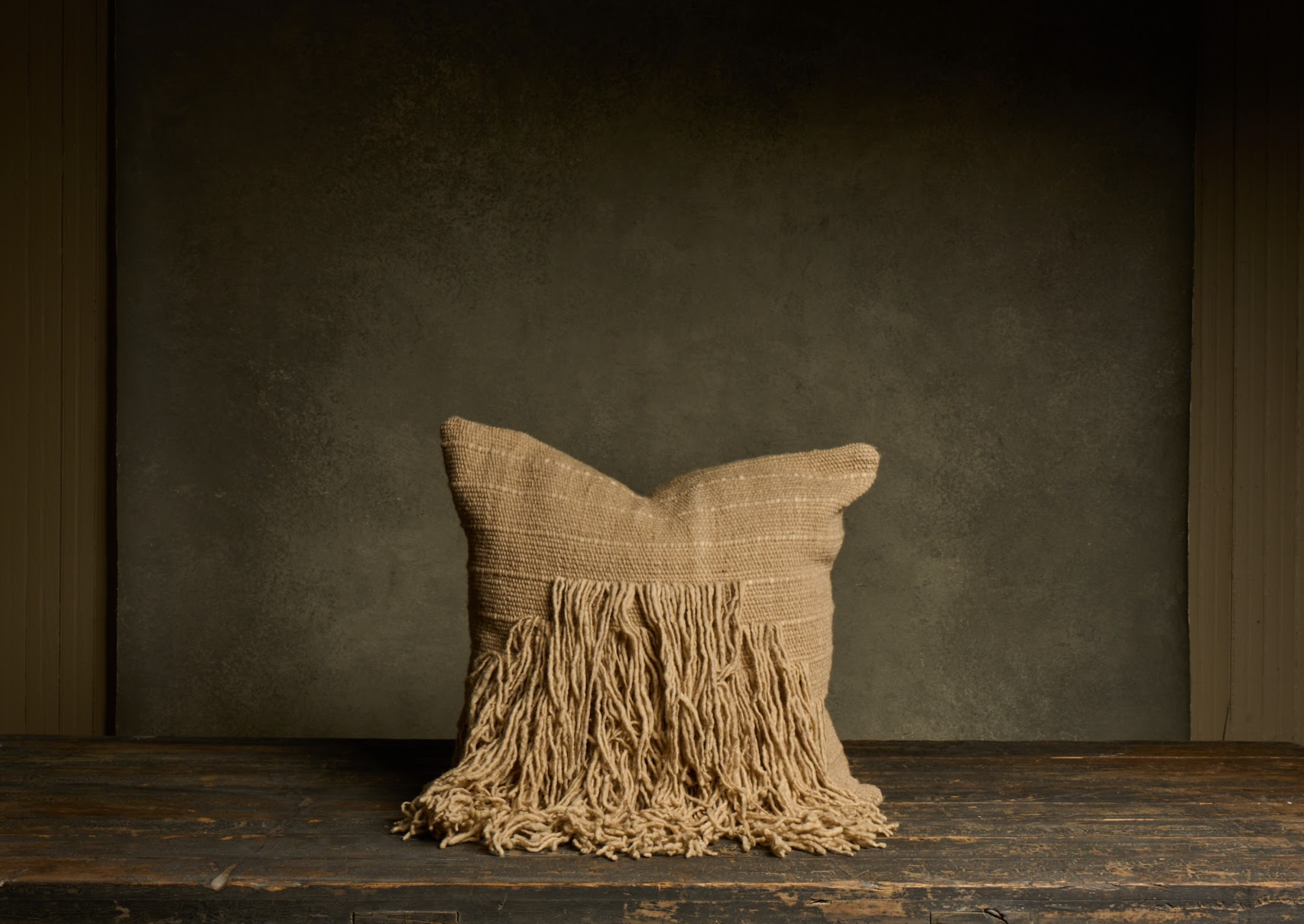 ÜÑÜ Fringed Pillow — Oatmeal