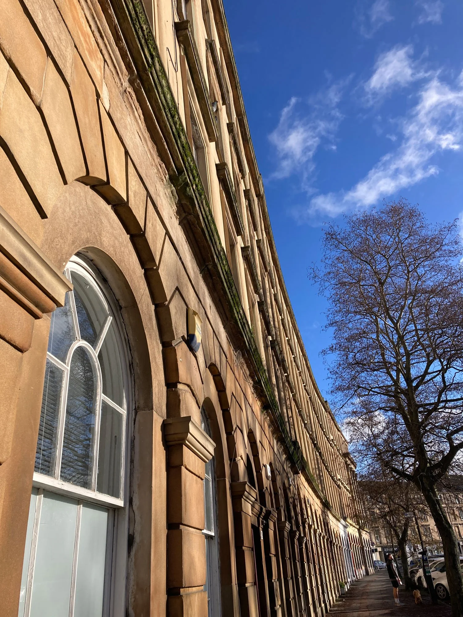 Glasgow street with curved architecture