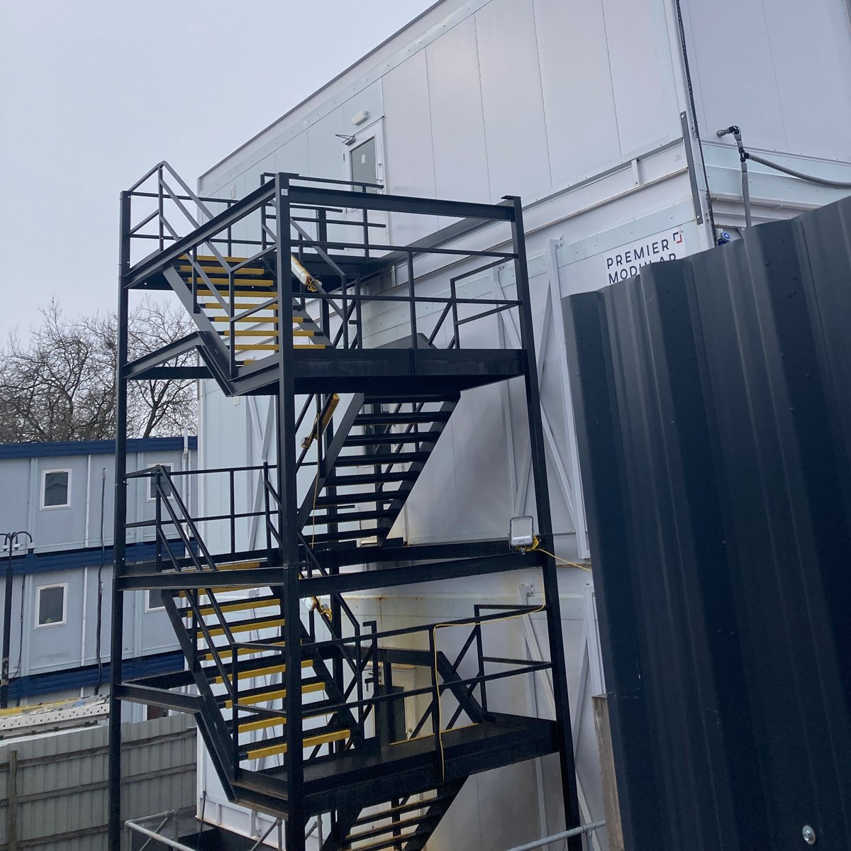 External black staircase with yellow stairs Glasgow University