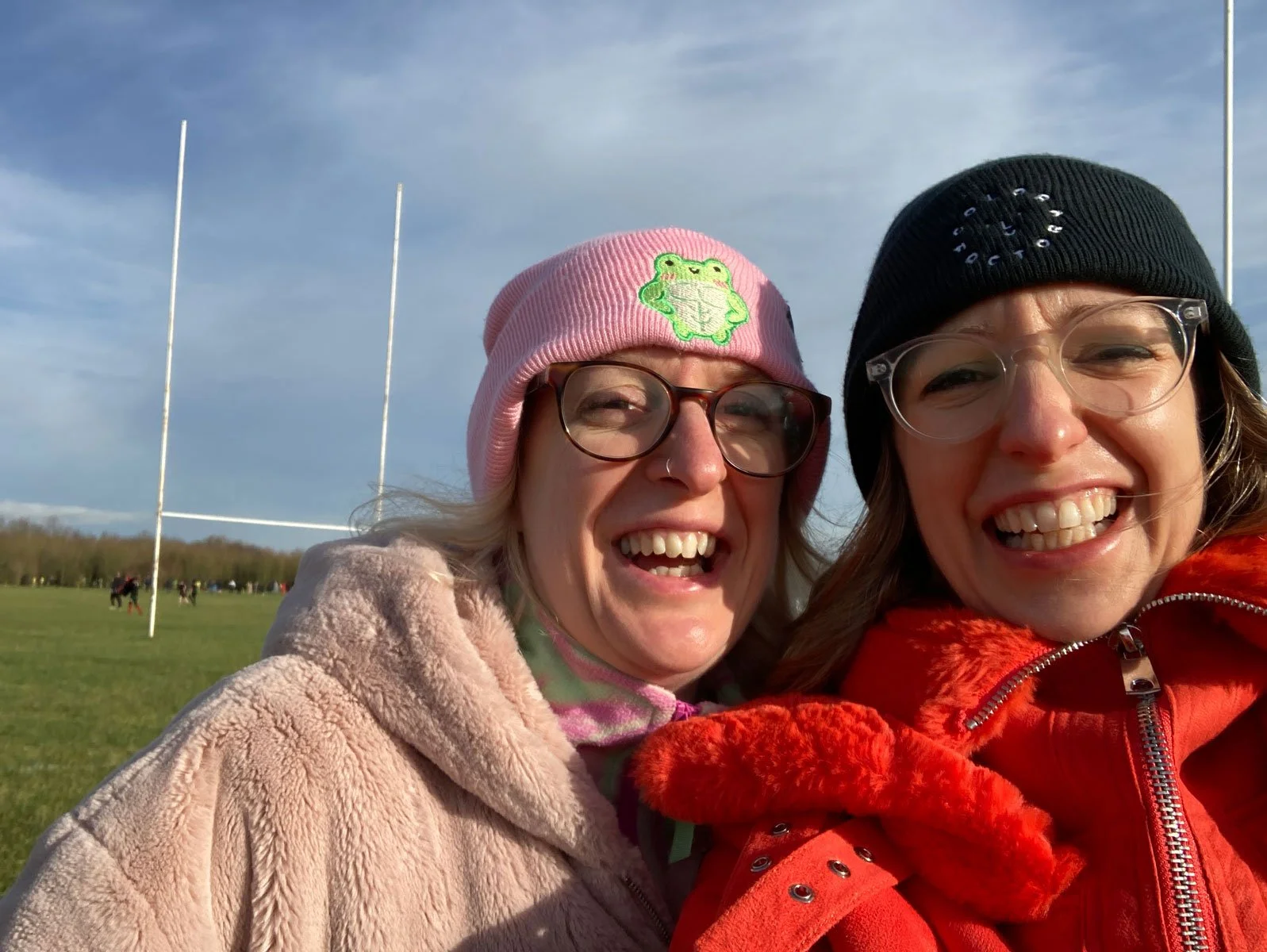 Yolander Yeo and Louise Yeo at rugby pitch