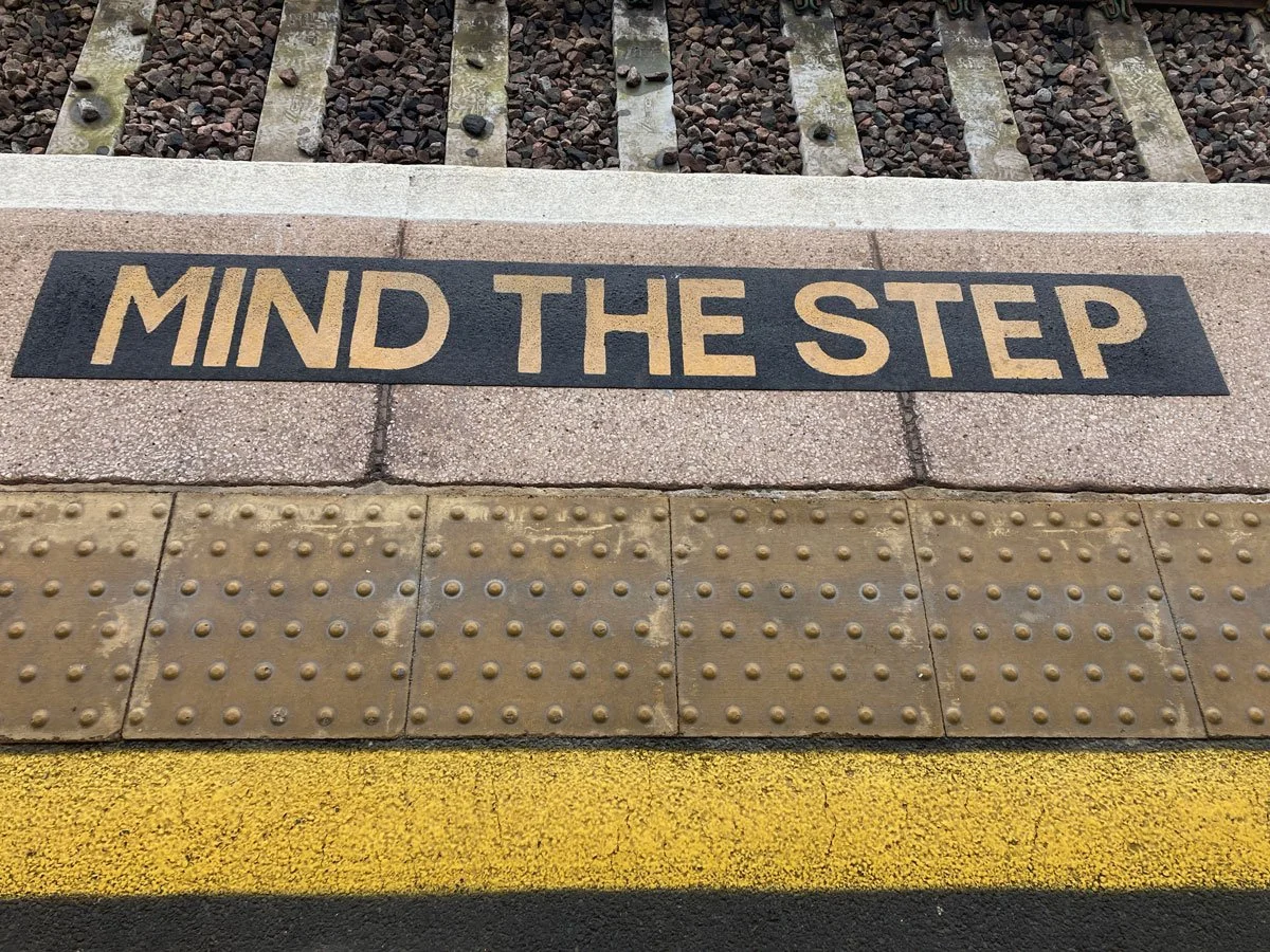 Mind the step on the platform at Taunton Station
