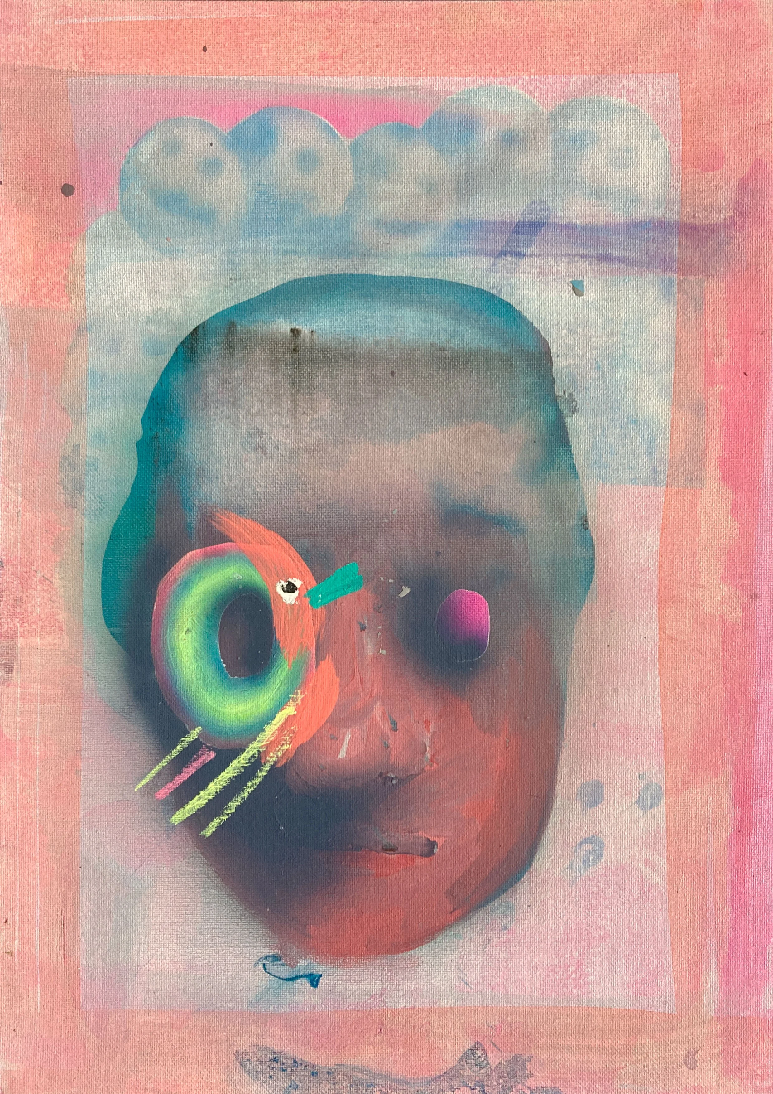 Ghost Portrait 4. 2021. Acrylic on Canvas Board. A3 (Contact for Price)