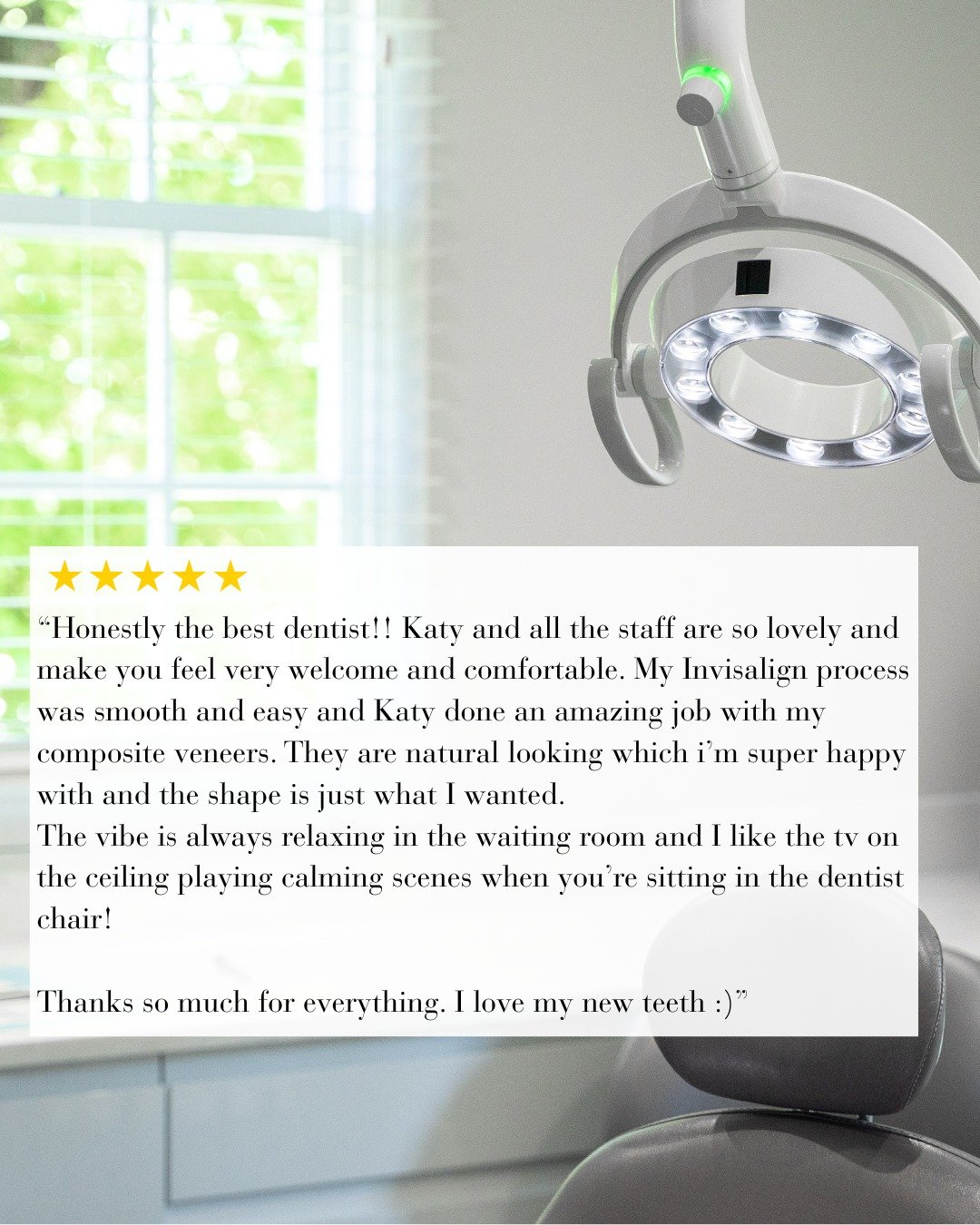 ⭐️⭐️⭐️⭐️⭐️

#dentalsmiles #dentalsmilesflagstaff #dentalsmilesessex #flagstaffcolchester #colchesterdentist #dedicatednervouspatients #naturalsmile #nervous #sedation #teethwhitening #nervouspatient #dentist #smile #cosmeticdentistry #veneers #porcel