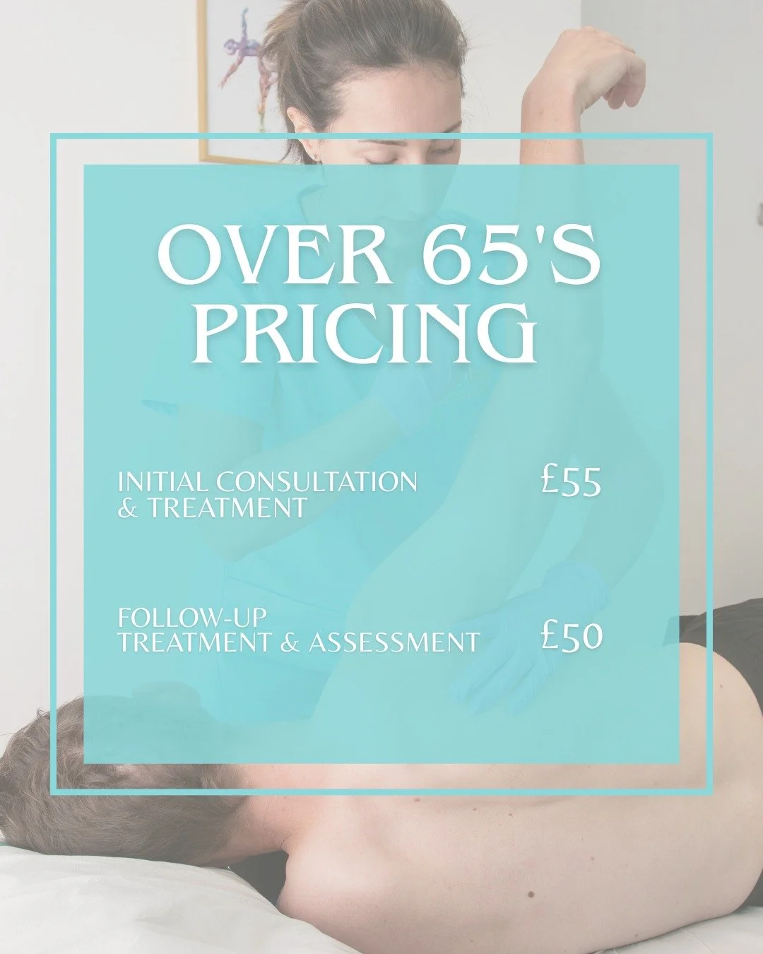 We are proud to offer a discounted rate for patients aged 65+. Because feeling comfortable, mobile, and supported matters at every stage of life. 
If you or a loved one could benefit from osteopathic treatment, please get in touch with us. We are alw
