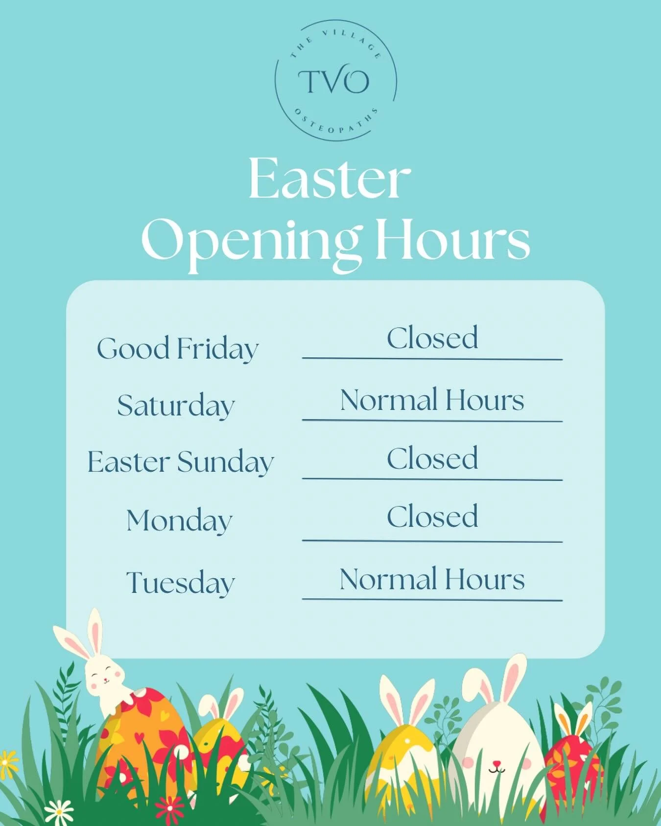 A quick update on our Easter opening hours. We hope you have a peaceful and restorative long weekend 🐣