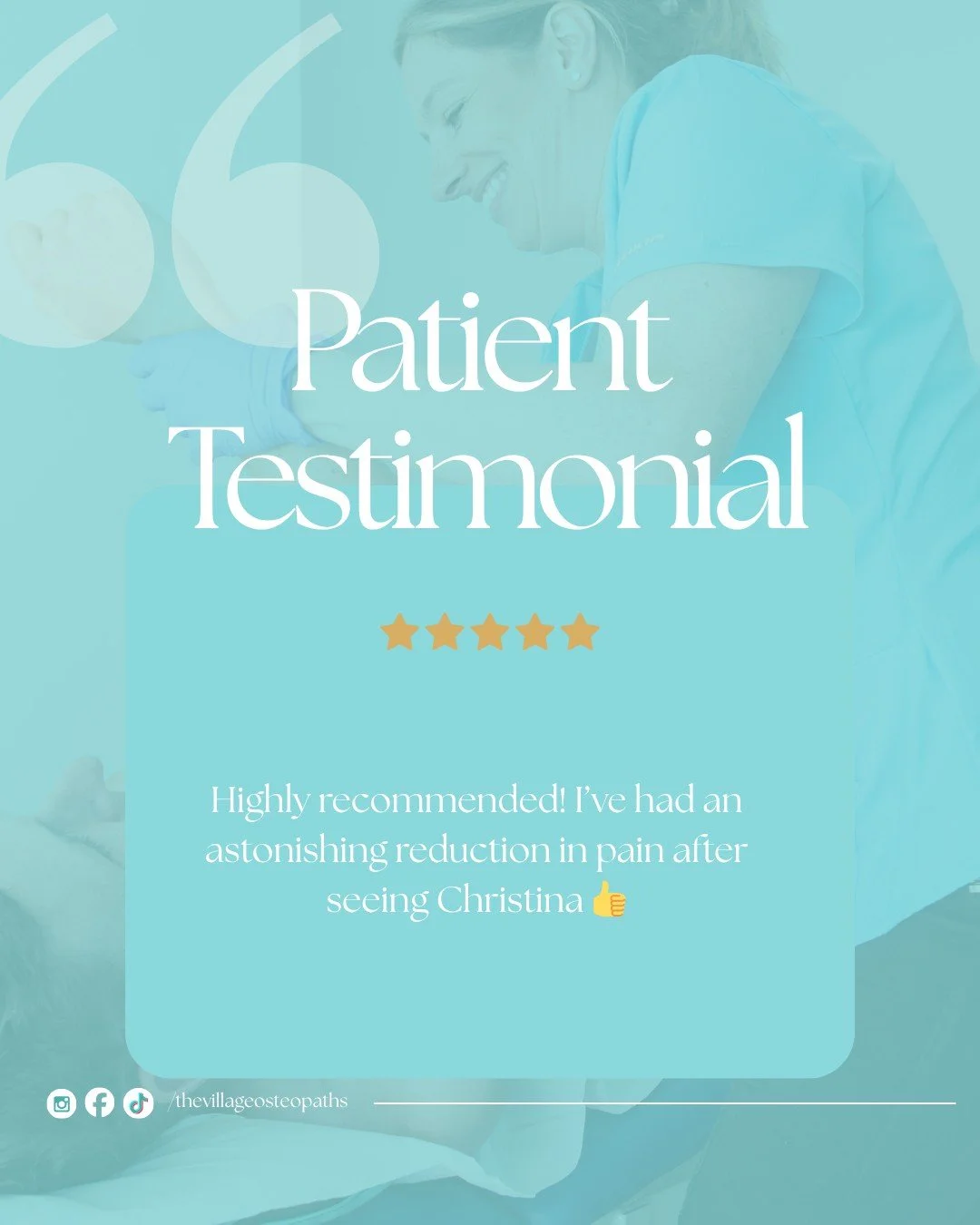 Nothing makes our day like reviews like this 💛

Our patients say it best.

Christina at The Village Osteopaths in Timperley is here to get you out of pain, move better and live better.

If you needed a sign&hellip;this is it! 🙌