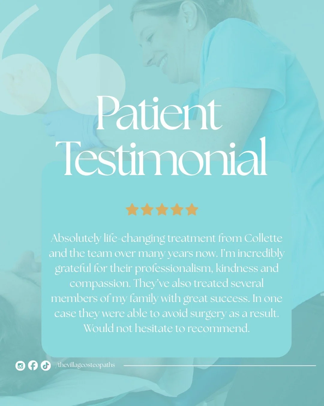 "Hearing feedback like this reminds us why we love doing what we do! 😍

Supporting our patients-and their families-towards long-term relief and wellness means the world to Collette and the entire team at The Village Osteopaths.

Thank you so mu