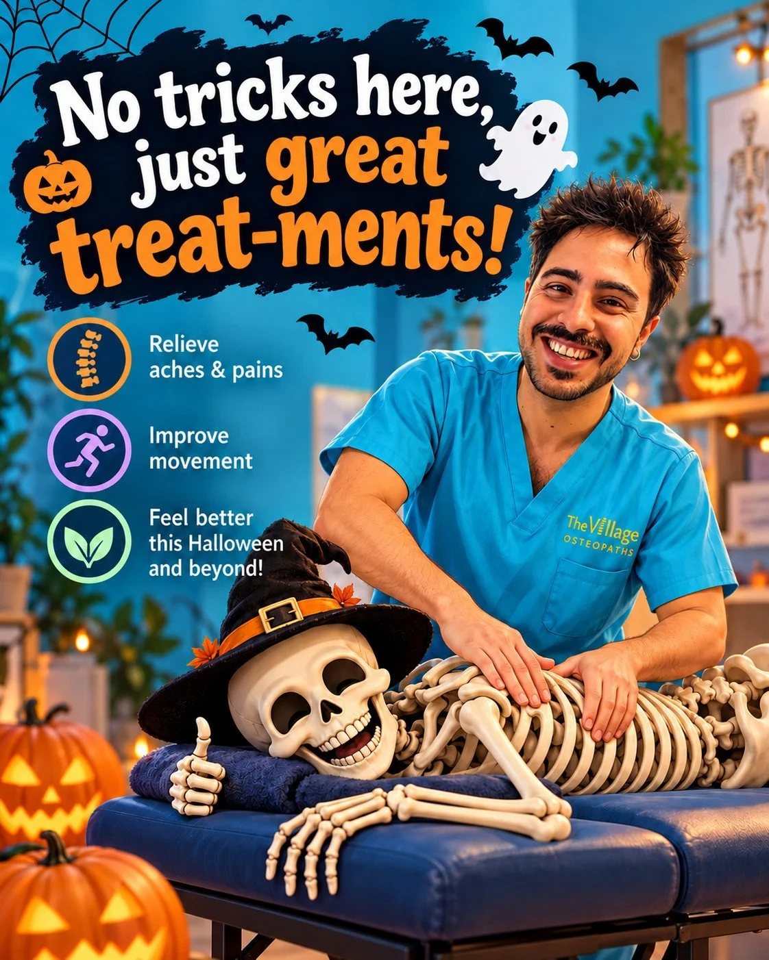 No tricks here, just great treat-ments! 🎃👻 Is your back feeling as stiff as a skeleton that hasn't danced in a hundred years? Don&rsquo;t let aches and pains make you shuffle around like a zombie this Halloween! Whether you have been carrying heavy