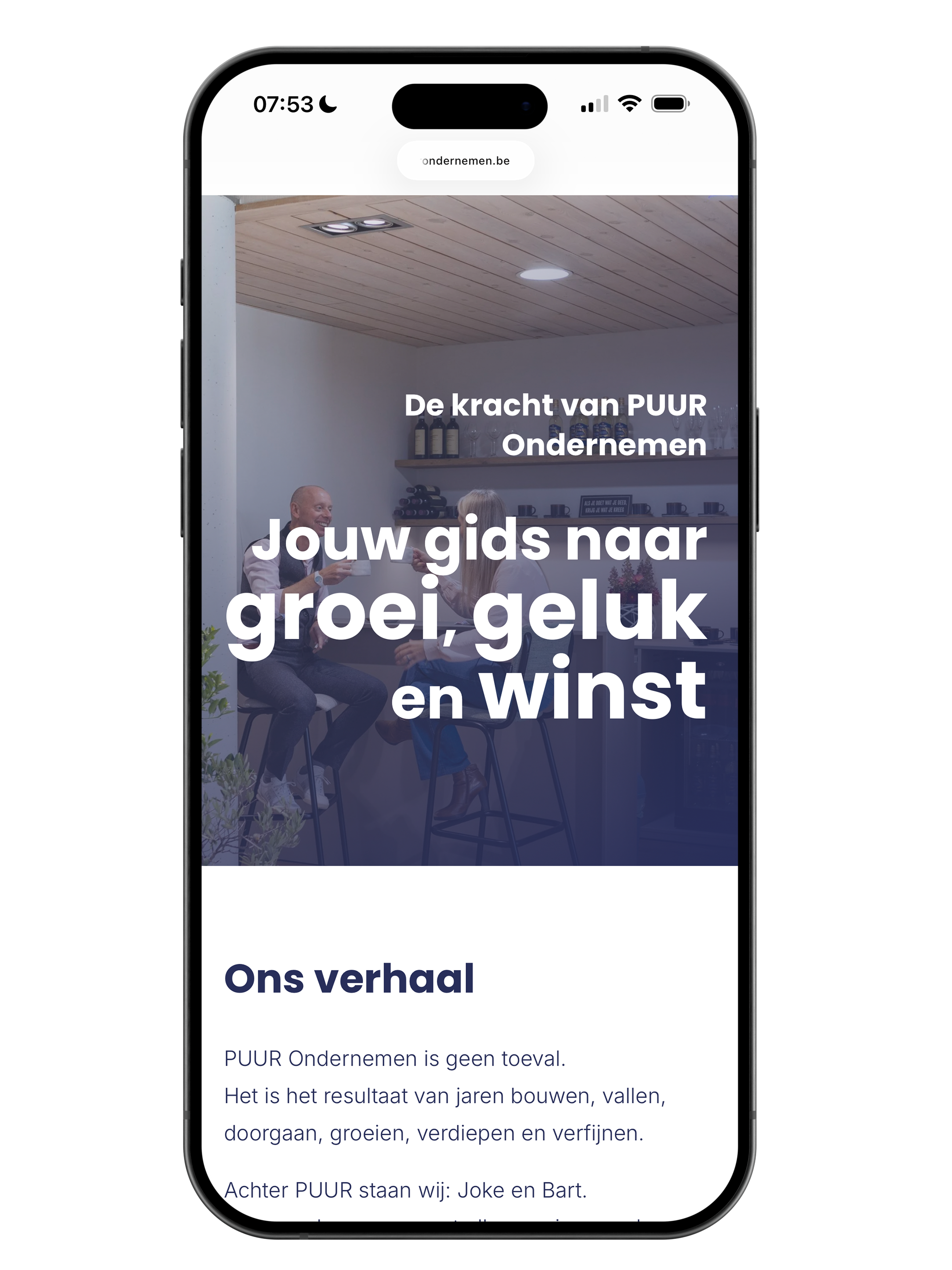 Website voor Puur Ondernemen uit Beerse, gemaakt door Fat Fish.