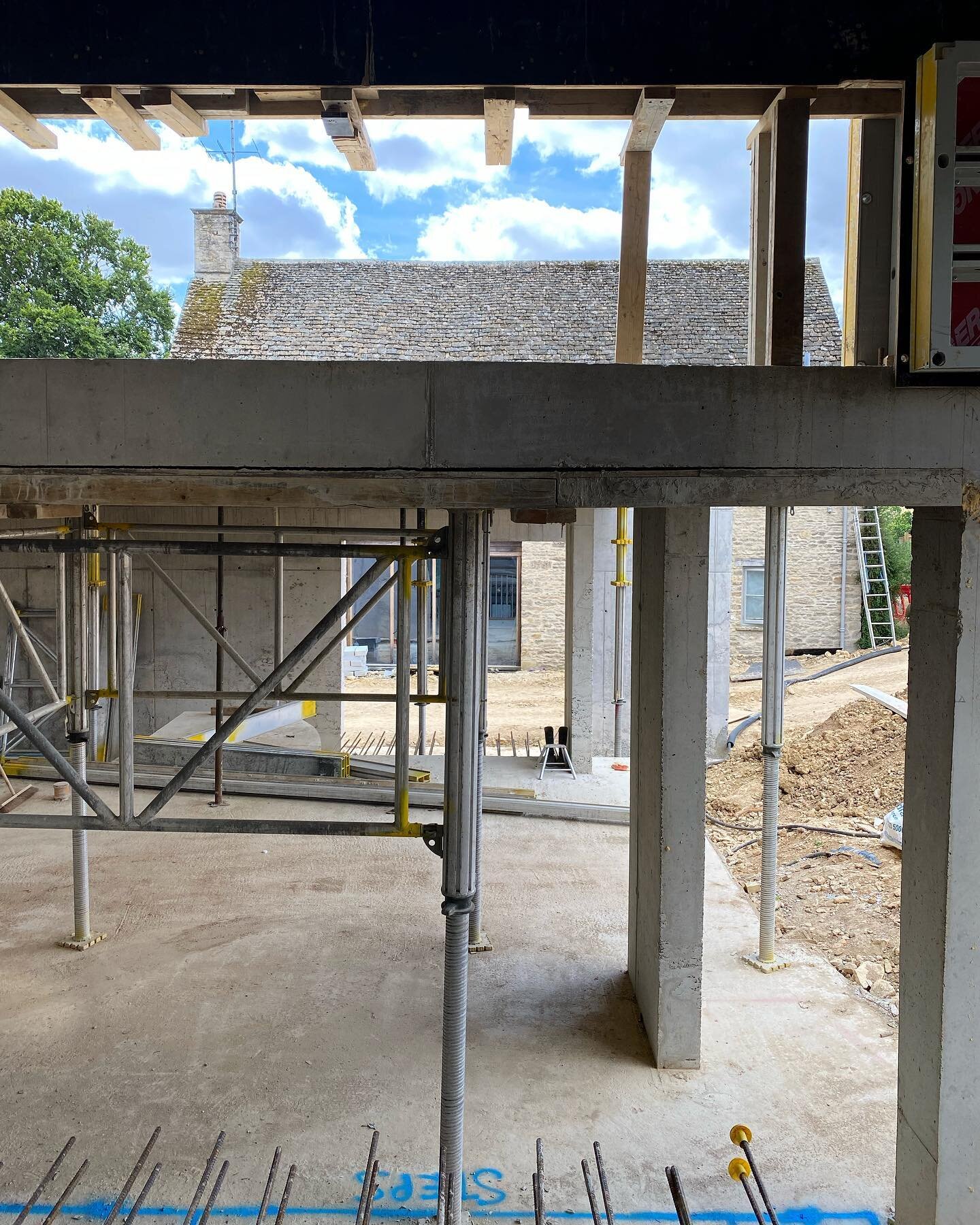 New views being created on one of our projects in the #cotswolds looking from the new contemporary wing, you will get glimpses of the existing stone threshing barn. The juxtaposition between new an old is key with this one.