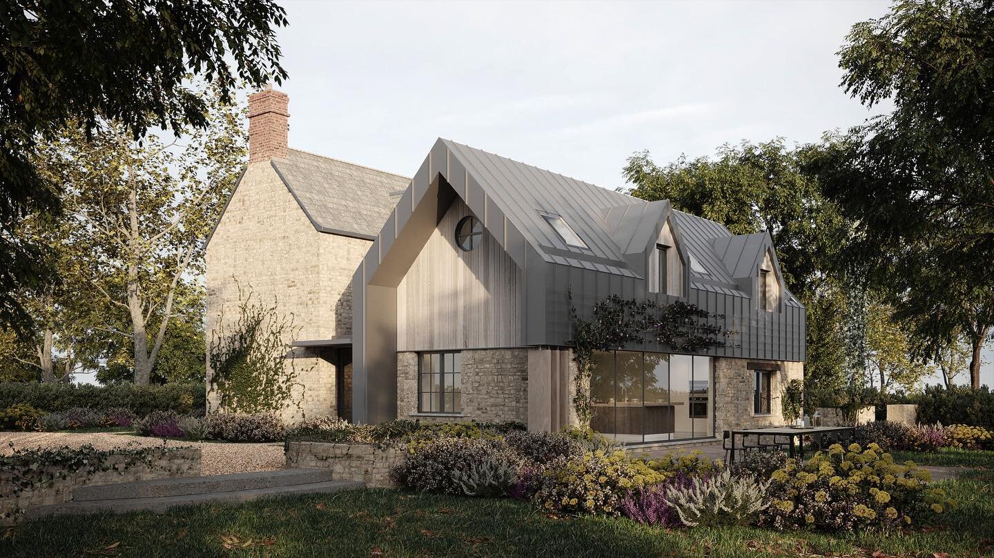 Our design for @foxbury_hill_farm_house beautifully brought to life by @isovisuals_  This project really is going to be special. It&rsquo;s a real celebration of the juxtaposition between traditional and contemporary architecture. #cotswolds