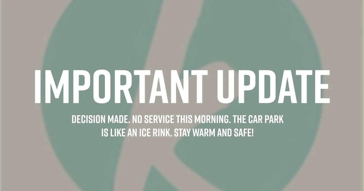 ❄️ Important Update ❄️

Decision made - there will be no service this morning.

The car park is like an ice rink, and your safety is our priority.

Please stay warm, stay safe, and we look forward to worshipping together very soon 🤍