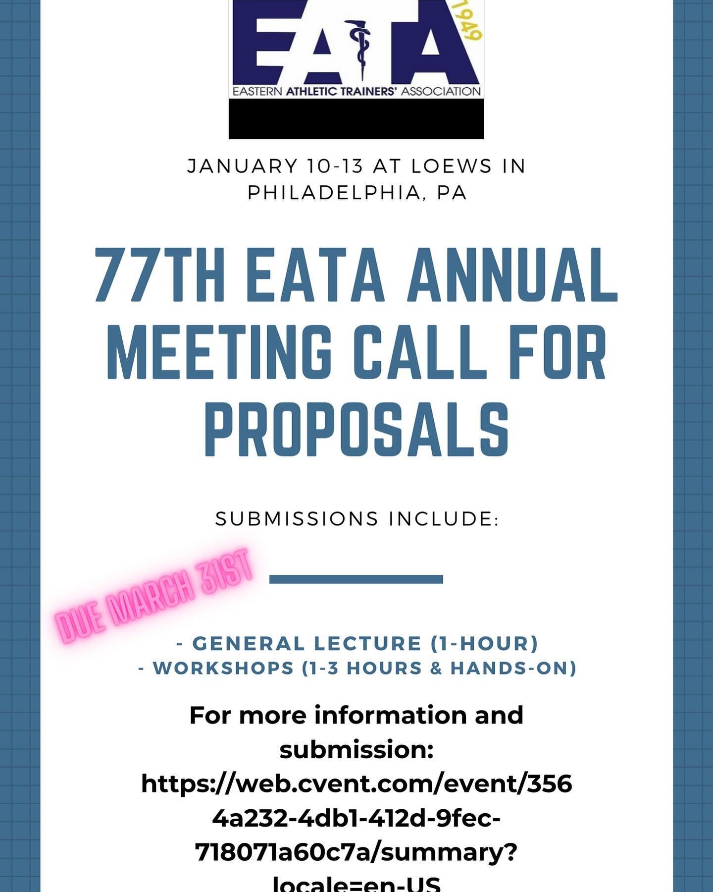 The EATA Convention Program Committee has begun to assemble the programming for the 2025 EATA Annual Meeting and Clinical Symposia to be held January 10-13 at Loews in Philadelphia, PA.

The EATA Convention Program Committee is dedicated to the devel