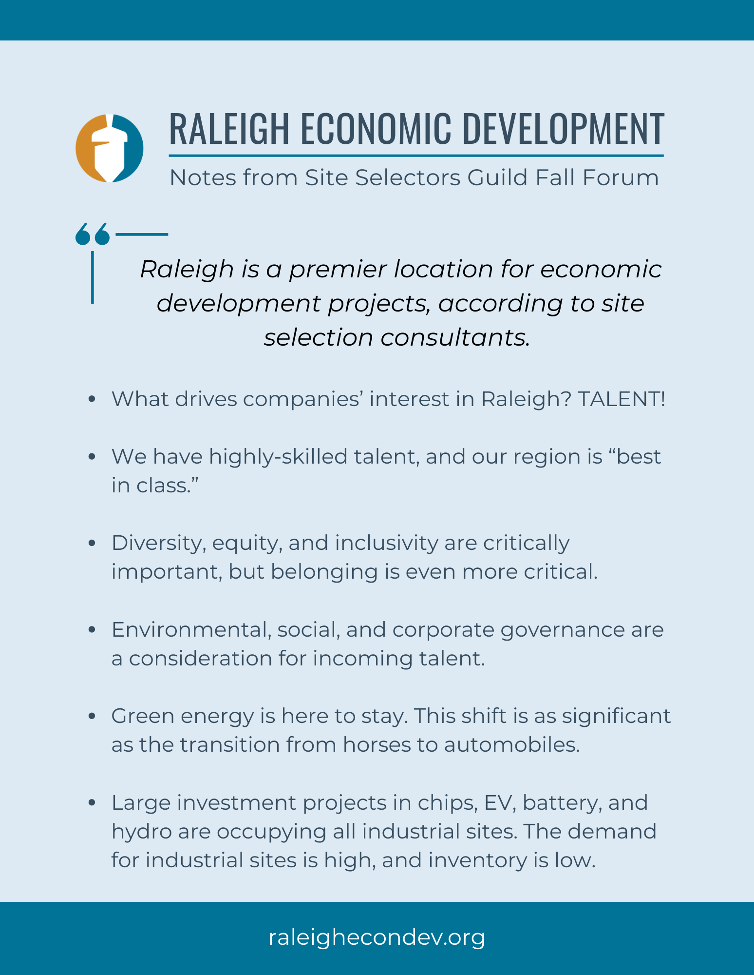 What We Heard at the Site Selectors Guild Fall Forum — Raleigh Economic ...