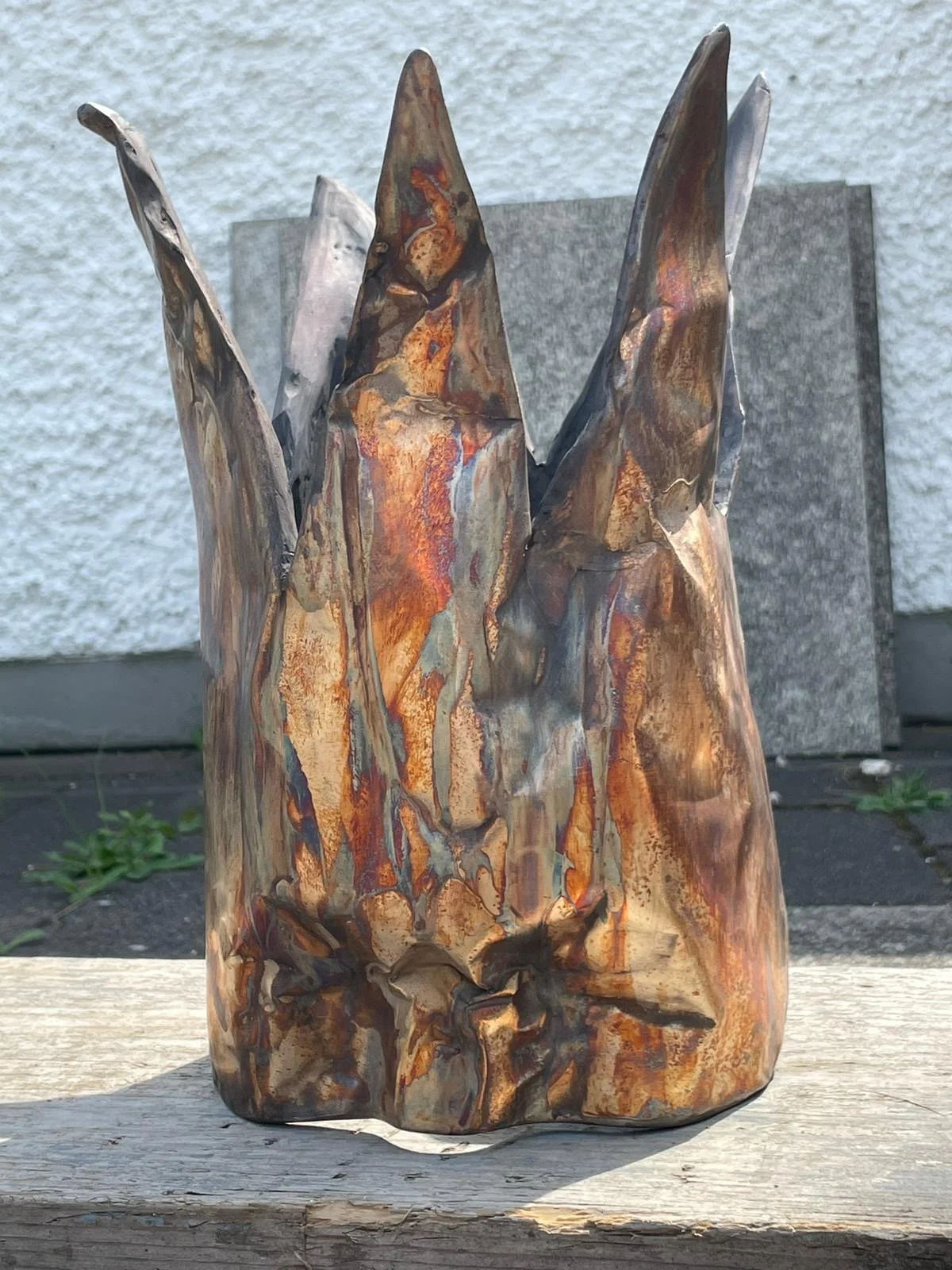 Raw bronze sculpture before polishing