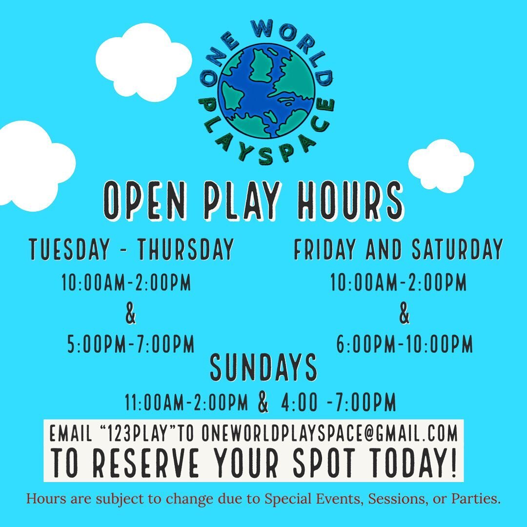 Free Open Play Days at One World Kids Playspace, One World