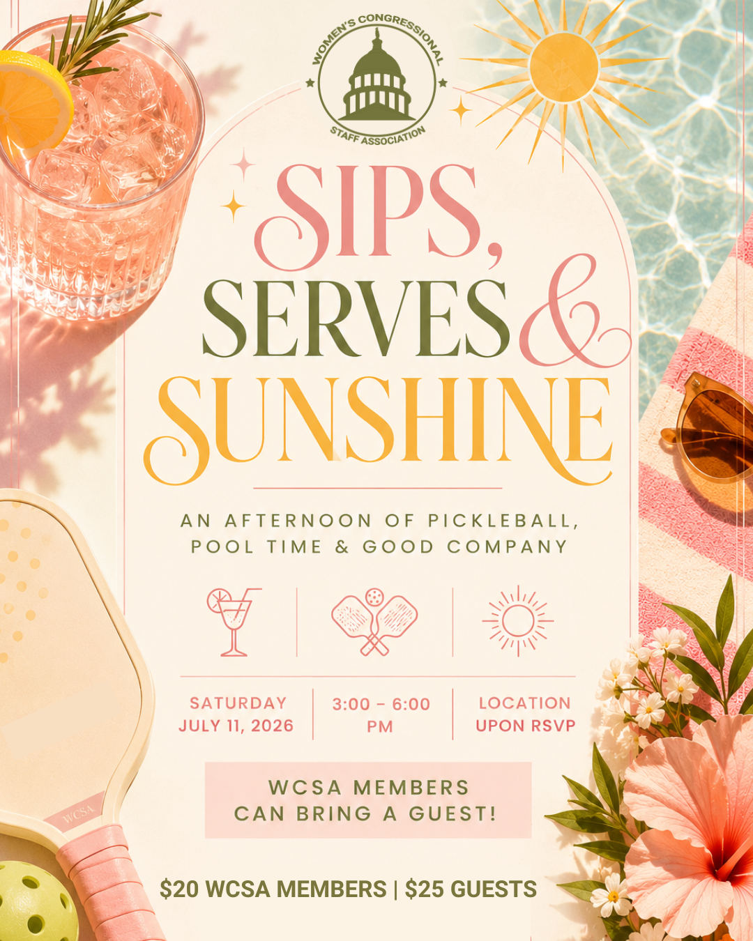 Sips, Serves & Sunshine - WCSA Member Ticket