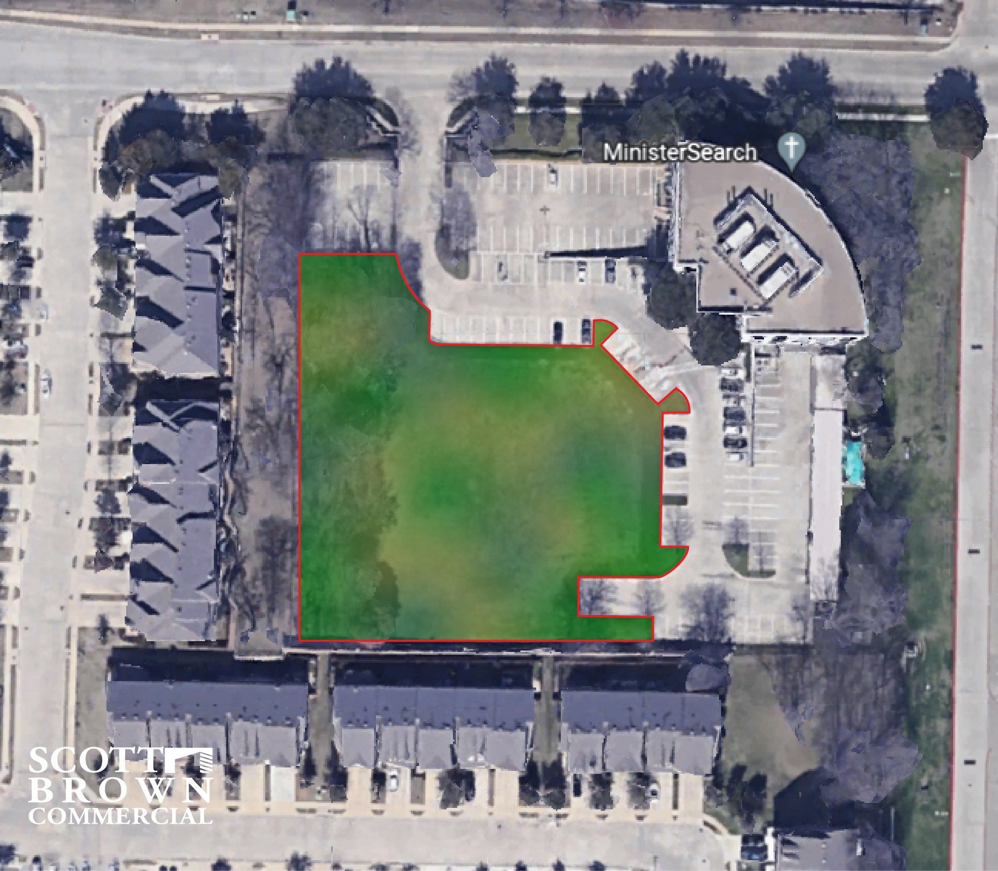  top-down view of 417 Oakbend Drive with property boundary highlighted 