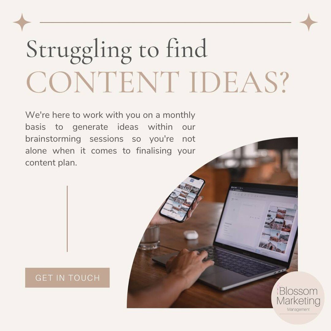 Struggling to find content ideas? This is where we fall into help - we're here to work with you on a monthly basis to generate ideas within our brainstorming sessions so you're not alone when it comes to finalising your content plan.

Interested in b