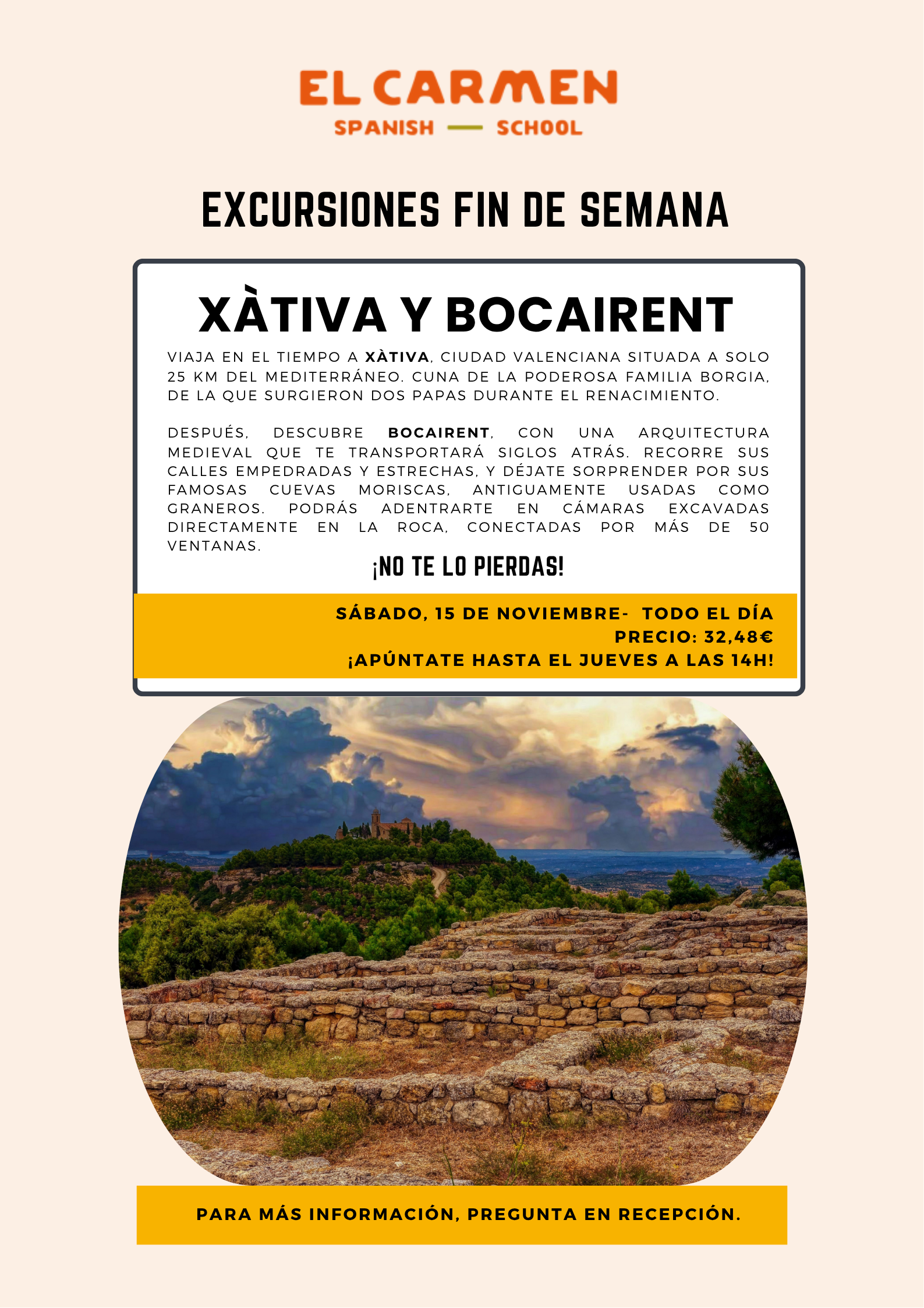 🚌 EXCURSIÓN A XÀTIVA & BOCAIRENT 🏰⛰️