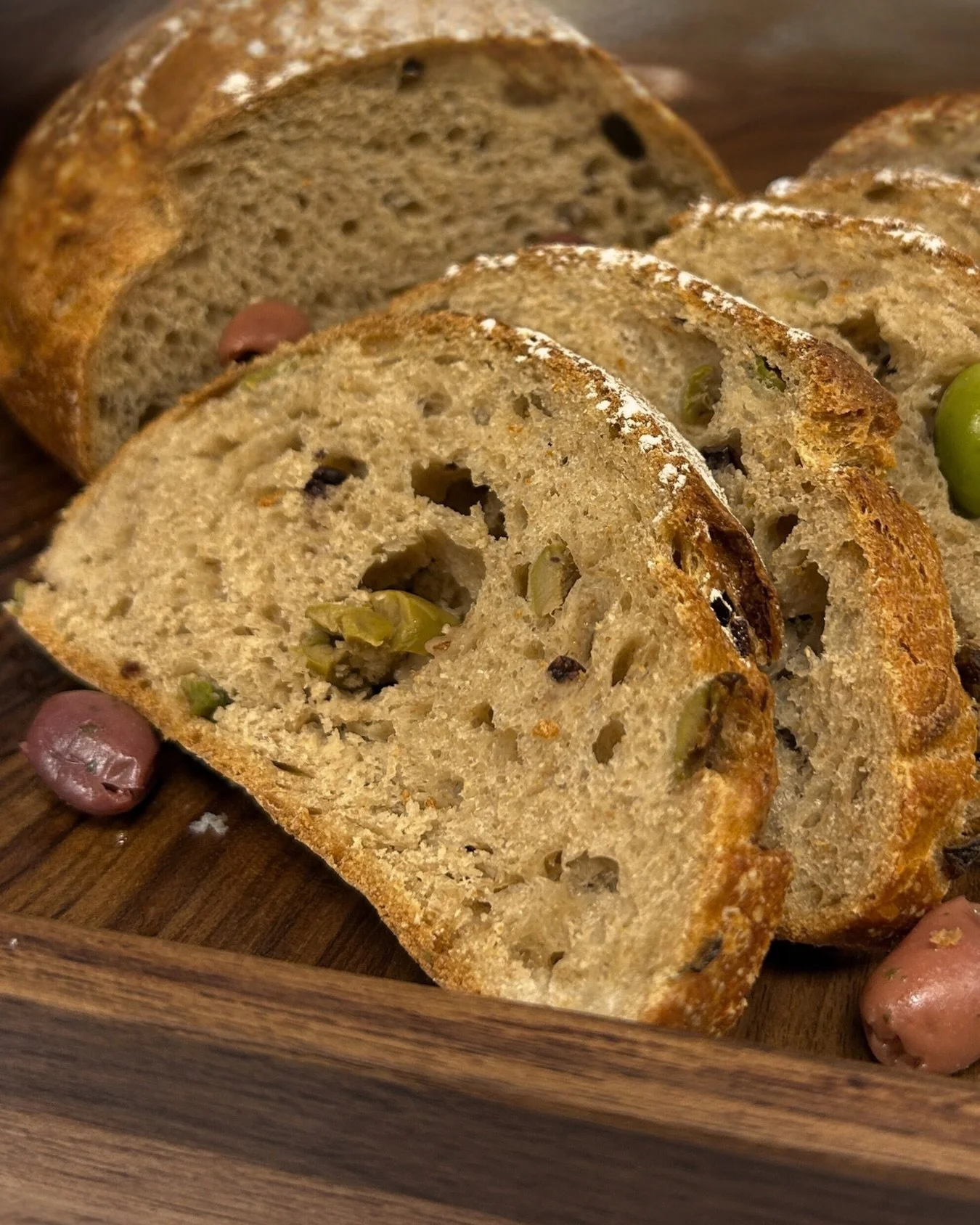 Have you tried our new olive sourdough?
.
Crusty and gently tangy, with a rusty-brown exterior, soft chewy crumb, and black and green marinated Sicilian olives.
.
Our sourdoughs are now crafted from 100% organic Canadian flour, including 30% whole gr