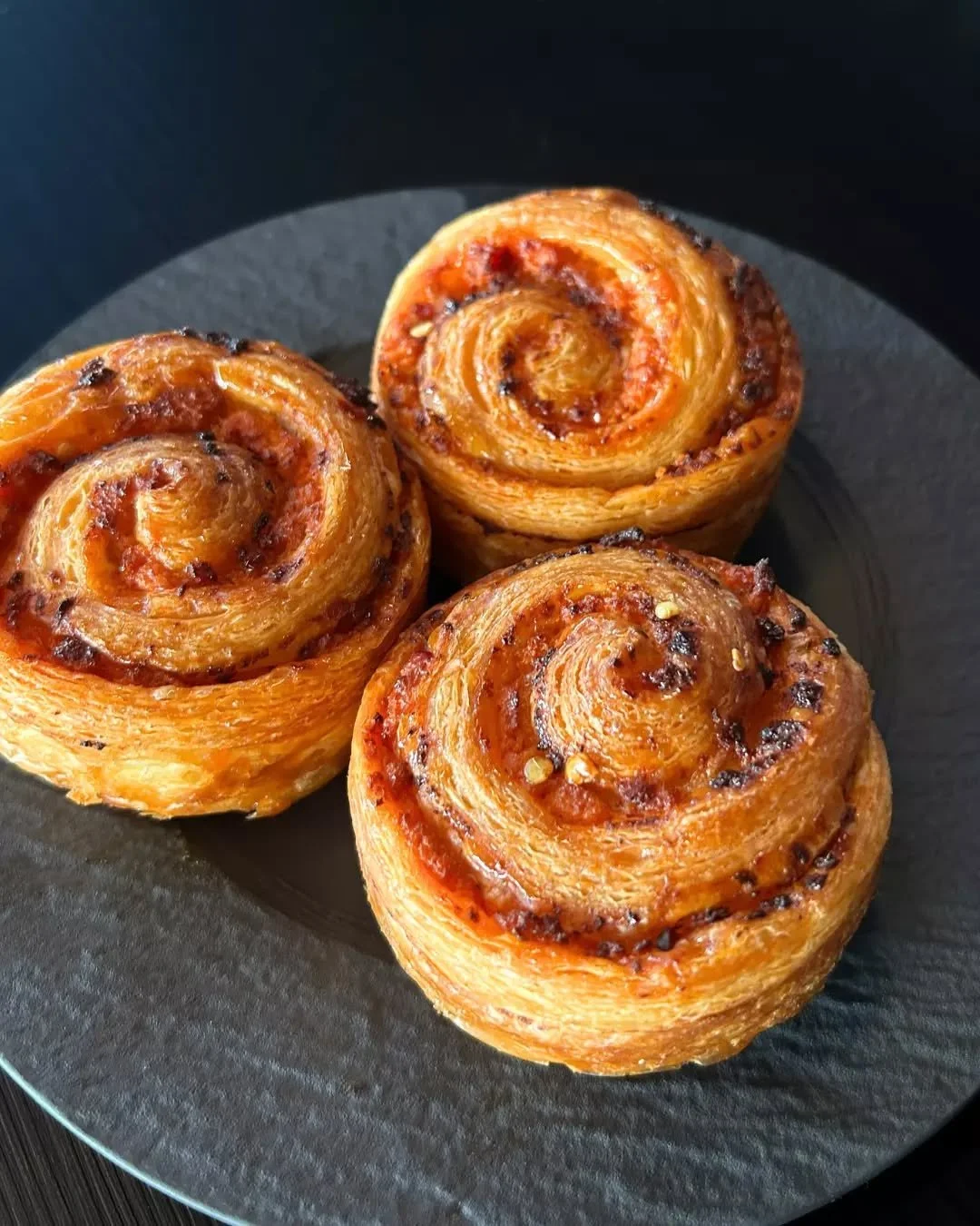 New ✨ Ricotta Nduja Spiral
Flaky, golden, whipped ricotta, spicy &rsquo;nduja, Pecorino Romano,  finished with hot honey that melts into every layer.
.
Sweet, savoury, and just a little fiery!