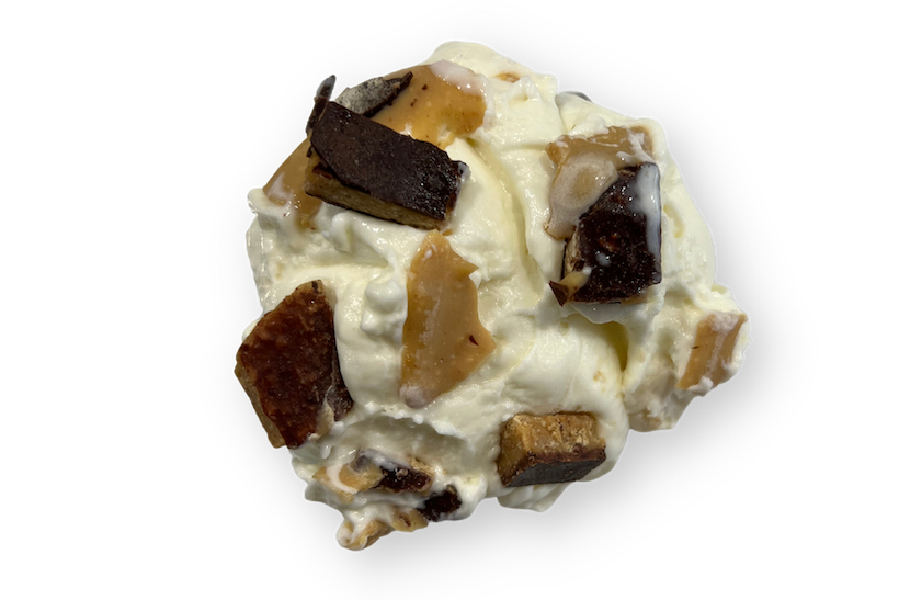 White chocolate peanut butter ice cream scoop