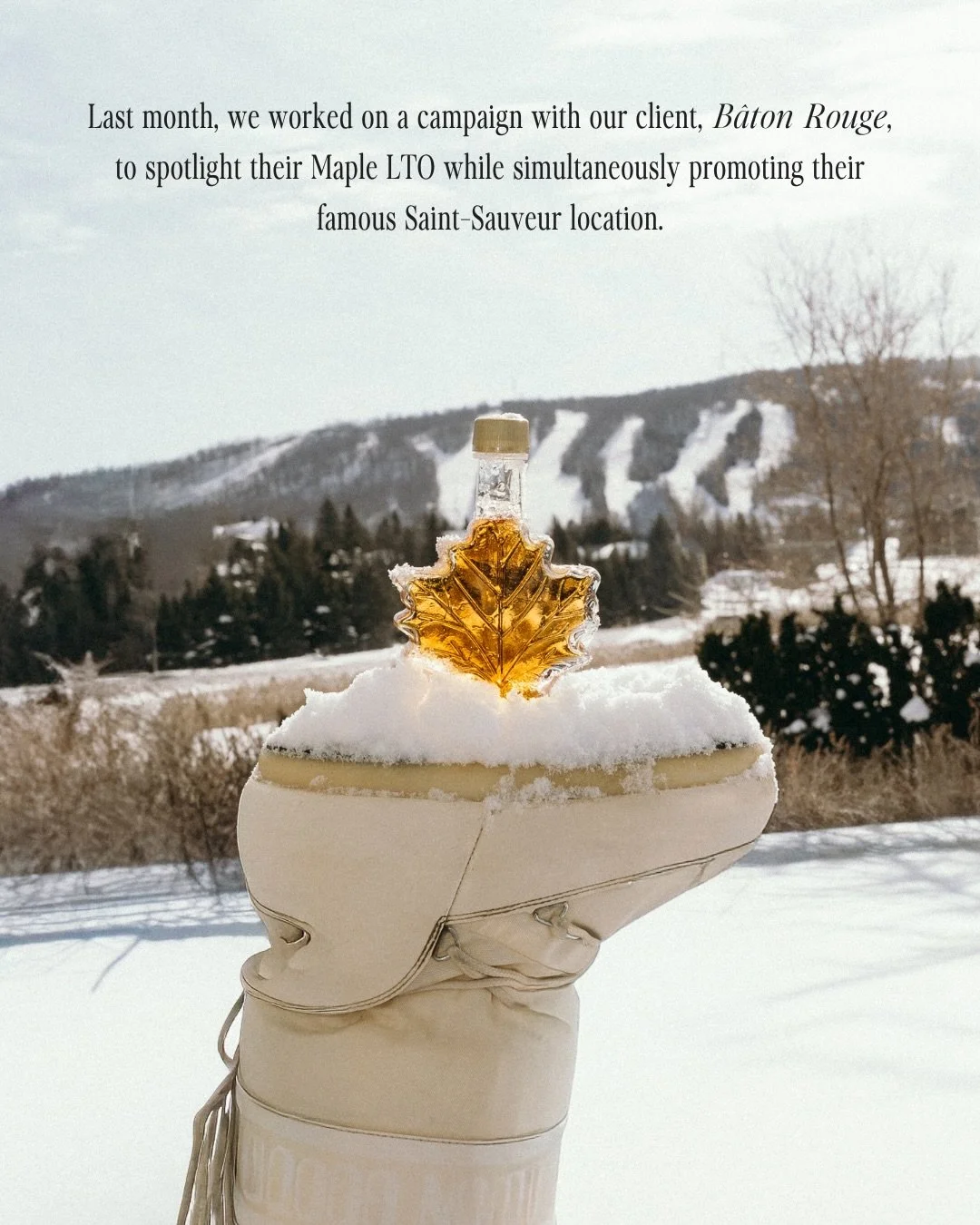 Last month, we worked on a campaign with our client, @batonrougegrillhouse , to spotlight their Maple LTO while simultaneously promoting their famous Saint-Sauveur location.

With maple being a true Canadian staple, the creative direction leaned into