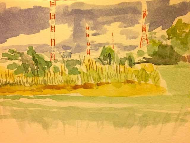  Jen Schultes' &nbsp;watercolor of the&nbsp; Tandy Wind Towers.  