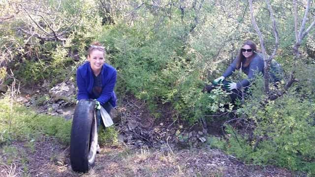  These ladies from STEER-FW unearthed a bunch of tires in remote sections of the park using GPS coordinates. 