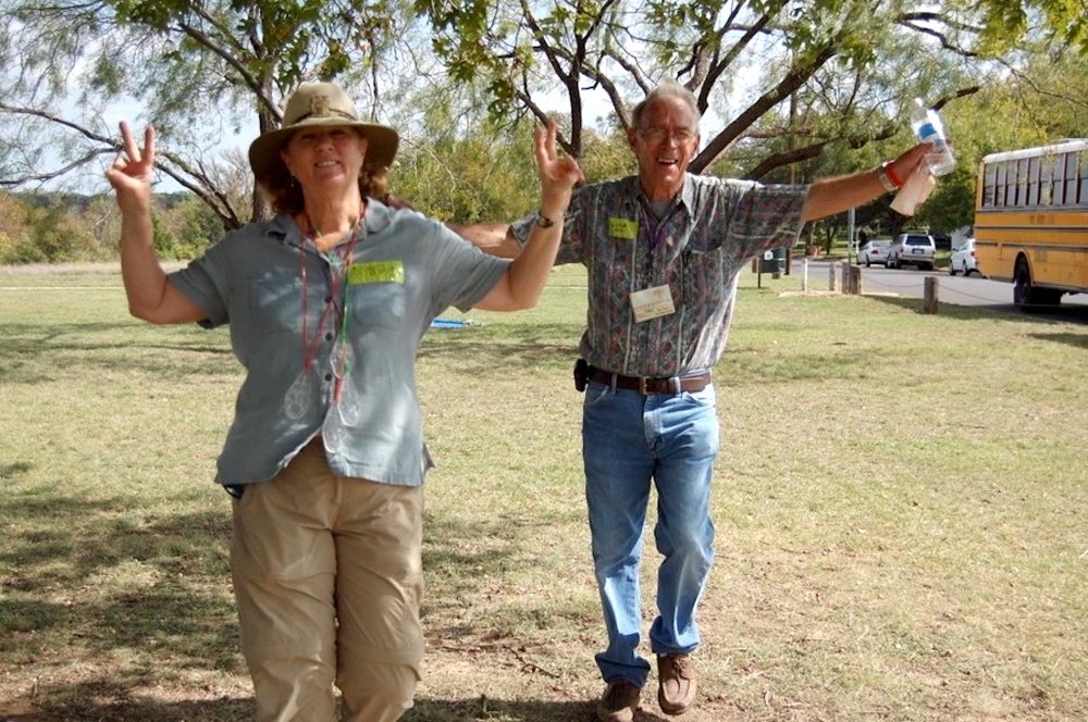  Sam with Kathy Cash, the FWISD Director welcoming the students. 