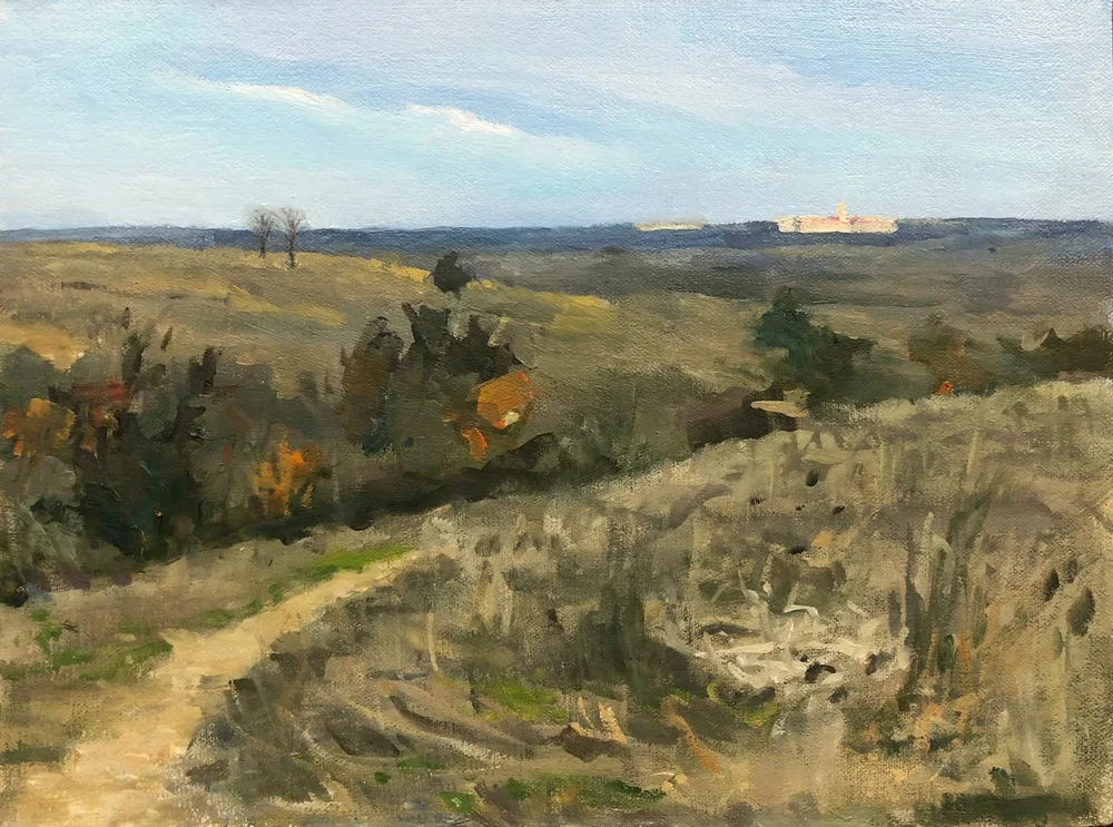   Prairie’s Edge, Late Winter , oil on panel, 8 x 10 inches, 2024 