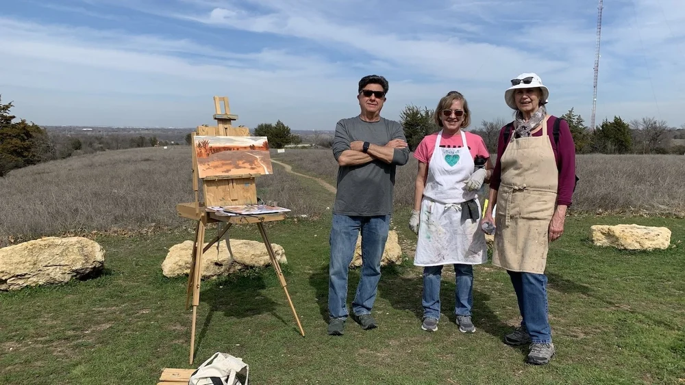 Carol Ivey and painting students at Tandy Hills: L-R, Rick Castro, Mary K Griffith, Carol Ivey   
