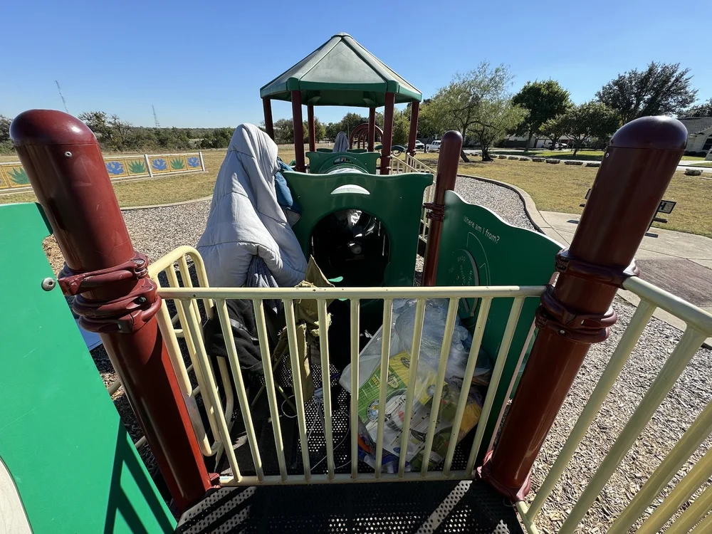  Some illegal campers use the playground equipment which scares off kids and parents. 