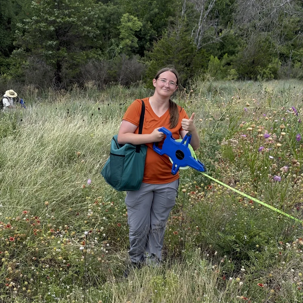 Paige and Keandre marking a plant survey plot. 