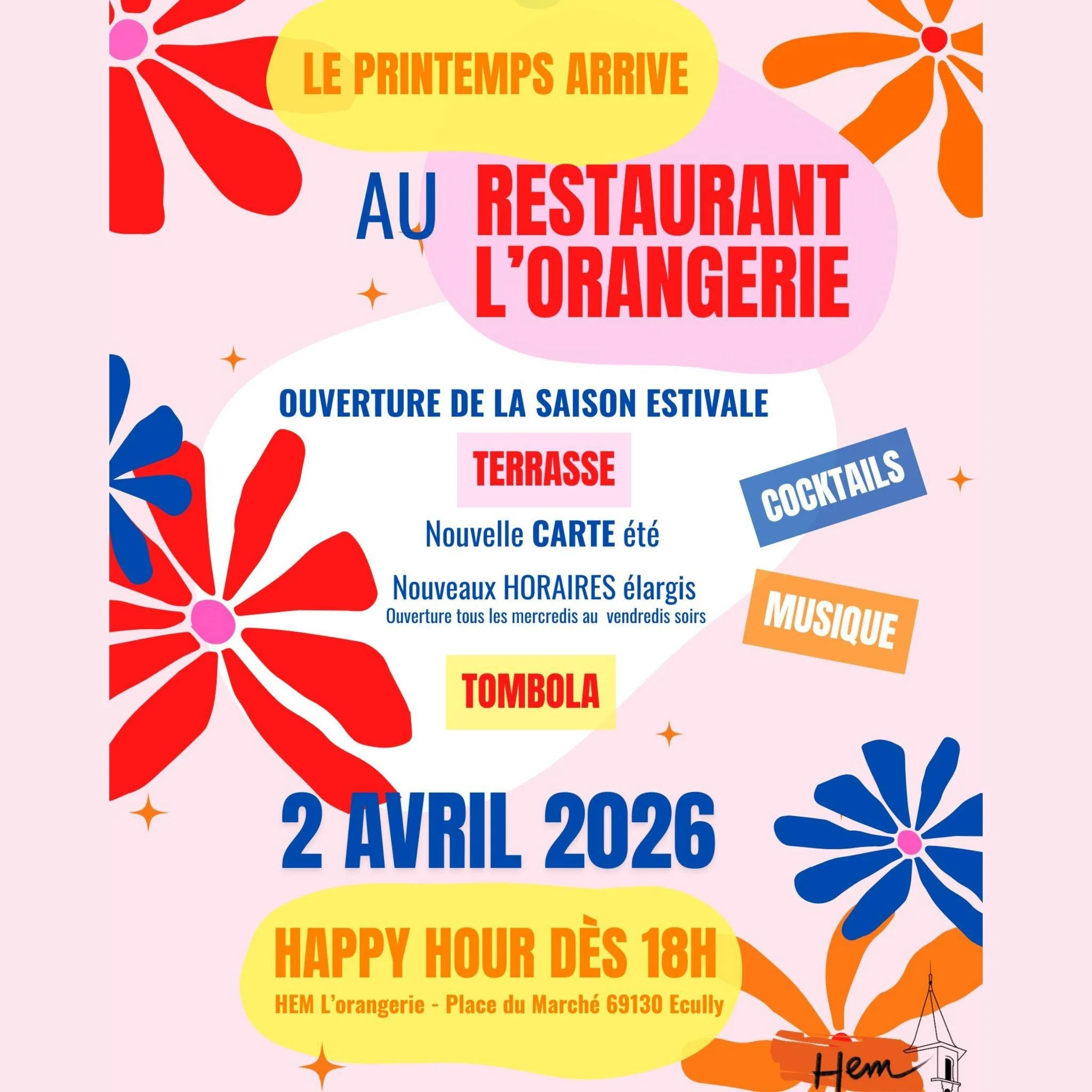 🌼 A partir du 2 avril, L&rsquo;Orangerie passe aussi en mode soir&eacute;e 🌼

Le restaurant ouvre d&eacute;sormais du mercredi au vendredi soir avec une nouvelle carte du soir pens&eacute;e pour accompagner les beaux jours.

Des assiettes &agrave; 
