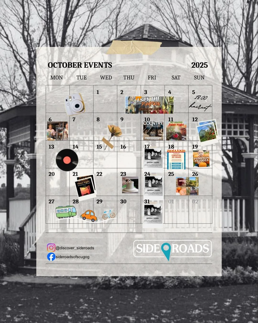 Spook-tober events are in full swing over on sideroads!!

To see a full list of events and details go to sideroads.ca/events

Can't wait to see you on the sideroads 🎃🍂🍁

#portperry #northdurham #culture #fun #museumtour #spookyseason #museum #para