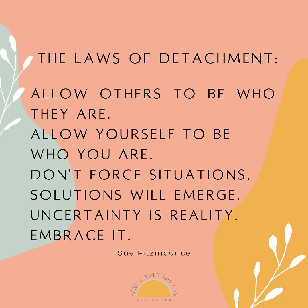 Detachment is a tool useful to ease anxiety and be present!

#katytx #counseling #therapy #christian #believers #mentalhealth #mentalhealthawareness #wellness #christiancounseling #selflove #herecomesthesun