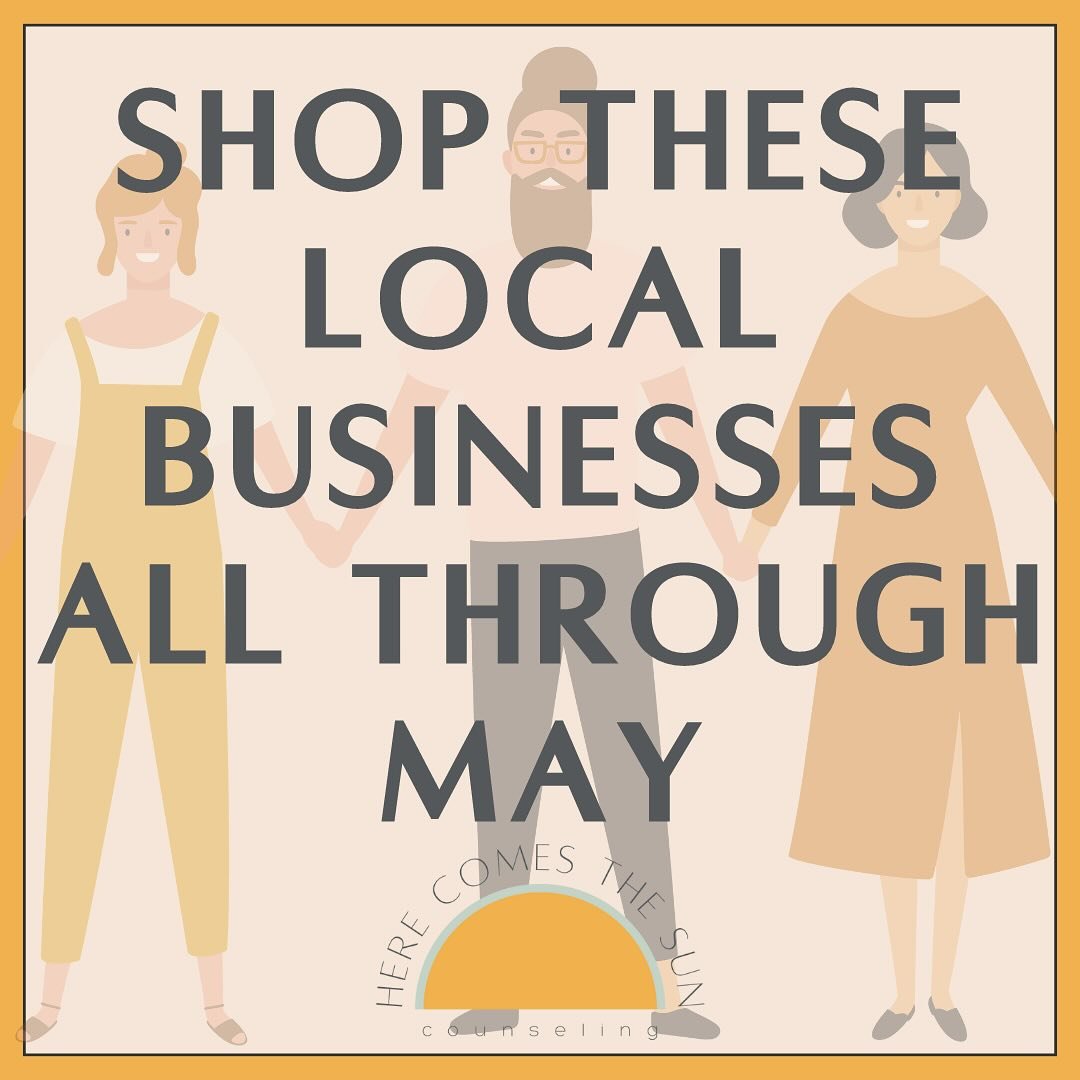 Screenshot this list of places where you can shop and give back! These local partners are offering a percentage of proceeds all MENTAL HEALTH MONTH KATY TEXAS long. All the proceeds go to off-set the cost of mental health services to those in need!

