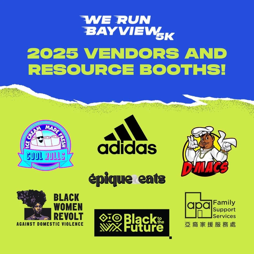 ✨ Our annual community event, We Run Bayview 5K is almost here! 🏃🏾‍♂️ 
We're so excited to have so many local vendors and resource booths who're coming out to table and serve delicious food. 🥩🍨🍰 
Which booth are you looking forward to seeing