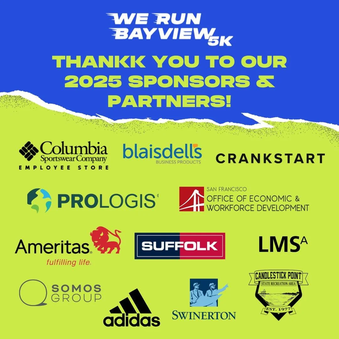👟 We Run Bayview is almost here! 🏃🏾‍♂️ 
👏🏾 Thank to all of our 2025 sponsors and partners who are helping to make this event possible. We look forward to seeing you on Oct 18th at 10am at Candlestick Point State Recreation Area. ⏰ 
🔗 If y