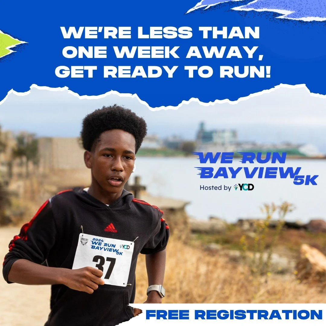 📆 Less than a week until We Run Bayview, a 5K Community Fun Run hosted by YCD. 🏃🏾
This is a FREE family friendly event for all of our community members, celebrating Bayview-Hunters Point and benefitting our programs. 🧒🏾 
🍨 We've got free food f
