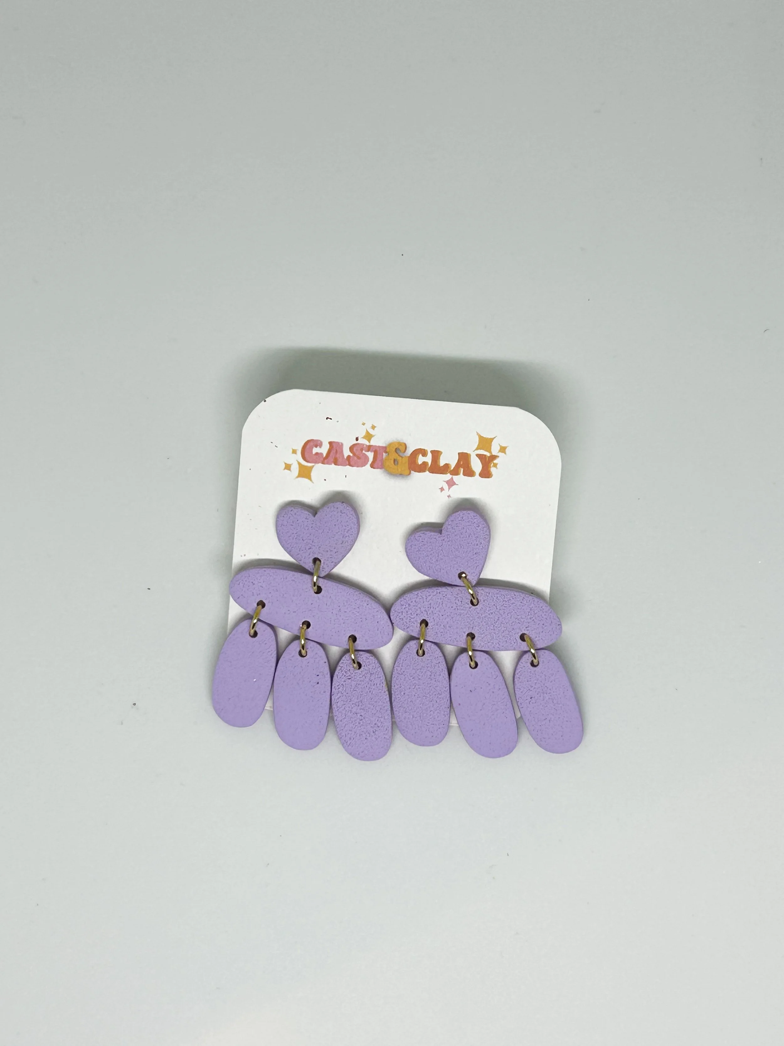 Lilac Heart Dangle Earrings - End of Line