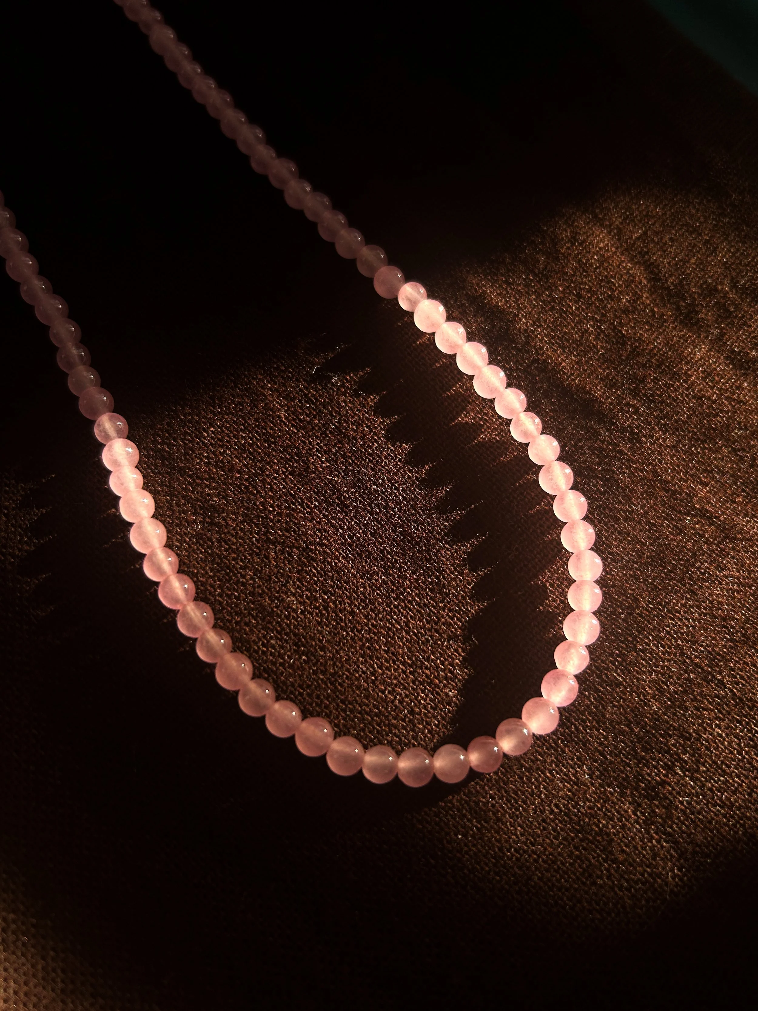 Fine Beaded Necklace - Rose Quartz