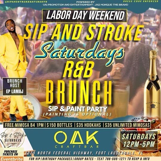 🤩🌟 SURVIVING BRUNCH🌟 In partnership with @sip_and_stroke_saturdays the new cast of Miami&rsquo;s new reality show ✨Surviving 305✨ will be hosting a LIVE RECORDED brunch at @oakcraftbar LABOR DAY WEEKEND😮‼️🔥 ITS LIT‼️😜 Come meet the cast and get