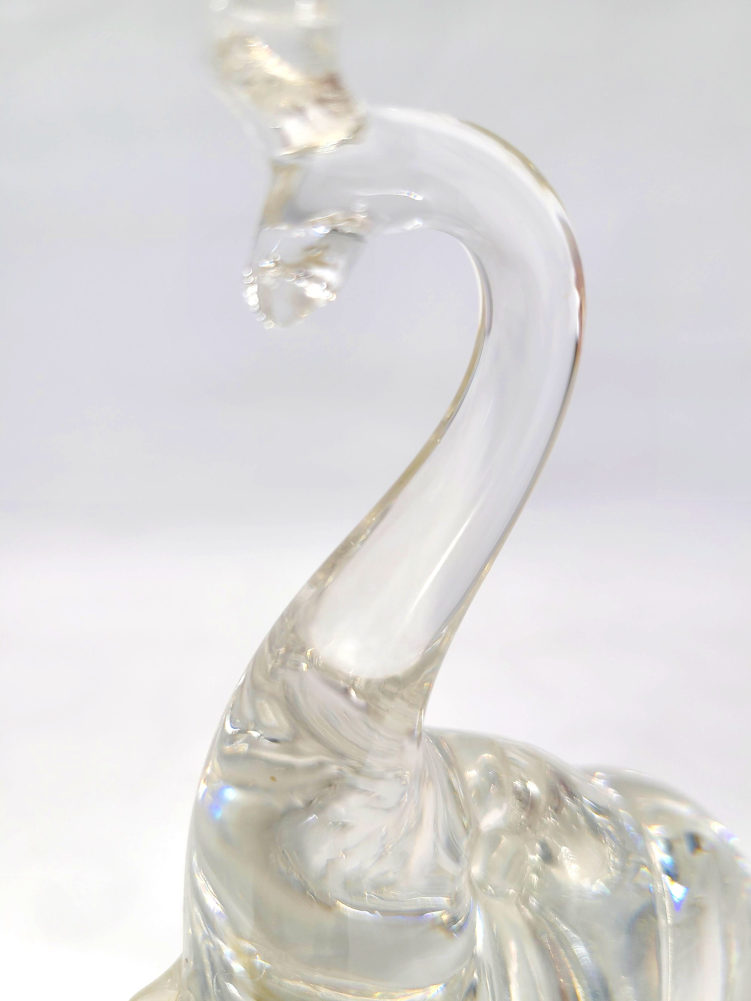 Italian Vilca Clear Crystal Elephant Paperweight, Signed