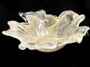 Beige with Gold Dust Murano Blown Glass Bowl.jpeg