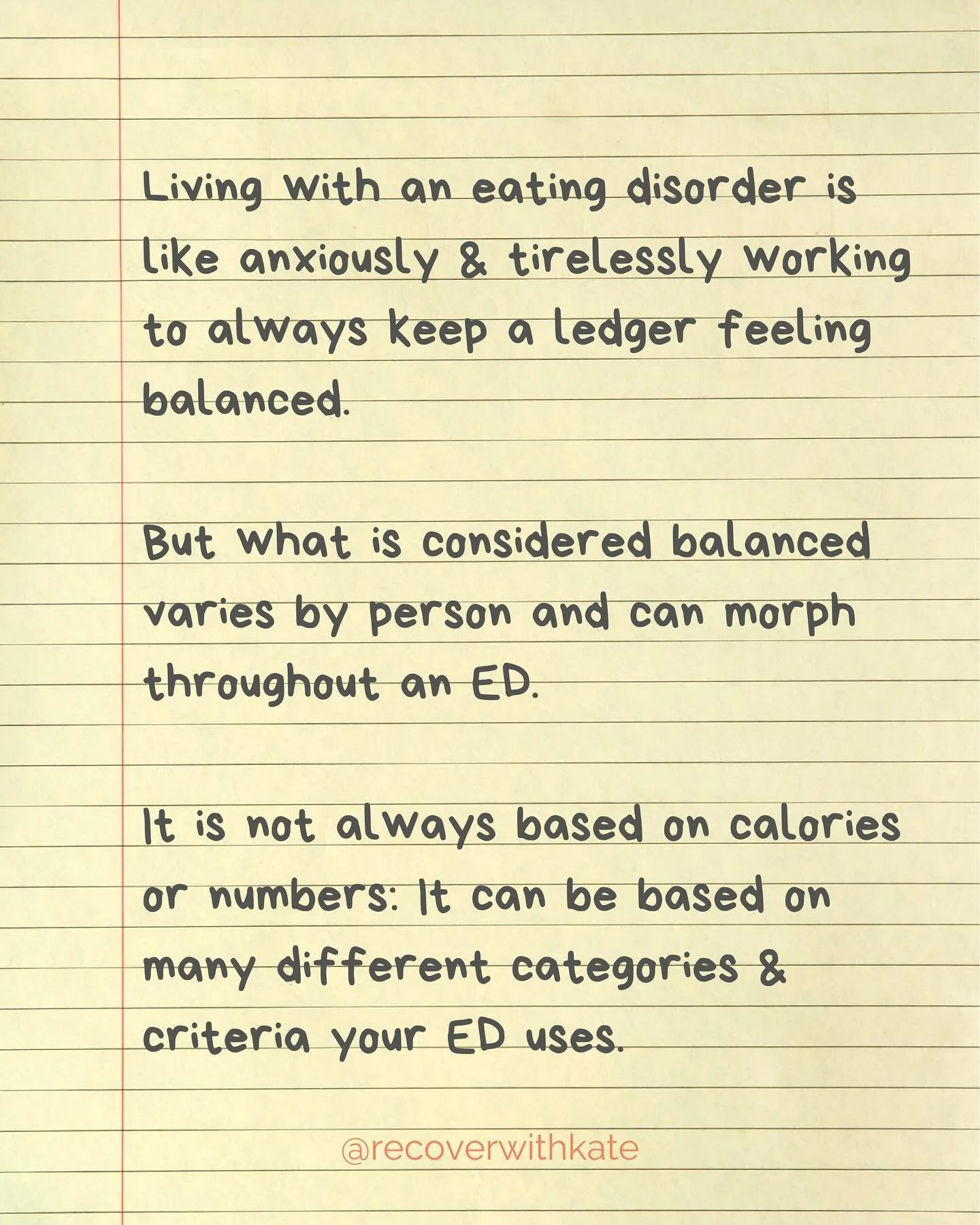 Living with an eating disorder is like anxiously and tirelessly working to always keep a ledger feeling balanced.

It is not always based on calories or numbers: It can be based on many different categories &amp; criteria your ED uses.

When the ledg