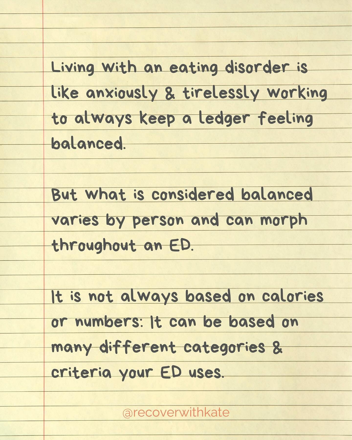 Living with an eating disorder is like anxiously and tirelessly working to always keep a ledger feeling balanced.

It is not always based on calories or numbers: It can be based on many different categories &amp; criteria your ED uses.

When the ledg